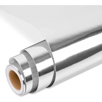 Image of Prime Vinyl Chrome Silver Permanent Roll, for Cricut, 12‘’ x 15 FT, Metallic Self Adhesive Vinyl, Silhouette Cameo, Cutting Machine, Home Decal, Easy to Weed