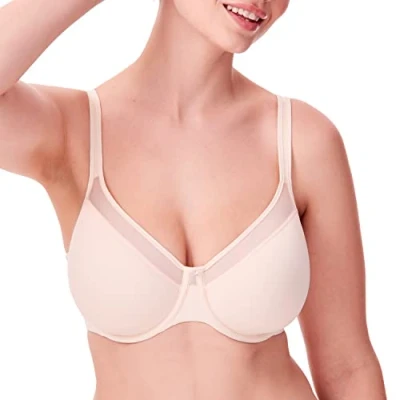 Image of Bali Women&#039;s One Smooth U Ultra Illusion Neckline Underwire Bra, Light Beige, 42C