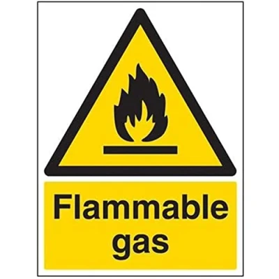 Image of VSafety Flammable Gas Warning Sign Portrait 300mm x 400mm 1mm Rigid Plastic