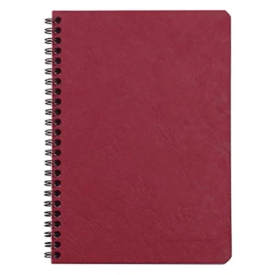 Image of Clairefontaine Ref 785322C Age Bag Wirebound Notebook (100 Pages) A5 Size, Squared Rulings, 90gsm Brushed Vellum Paper, Pocket for Loose Documents Red Cover