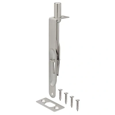 Image of Nuk3y Heavy Duty 6 Inch Solid Brass Flush Bolt (Round, Satin Nickel)