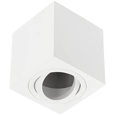 Image of CGC Lighting Modern Ceiling Spotlight Cylinder Surface Mount Adjustable Tilt Downlight GU10 (White, Square)