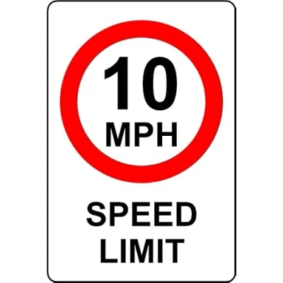 Image of 10mph Speed Limit Safety Sign 3mm Aluminium (600mm x 400mm)