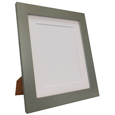 Image of Metro Dark Grey Photo Picture Poster Frame with White Mount A1 Image Size A2 (Plastic Glass)