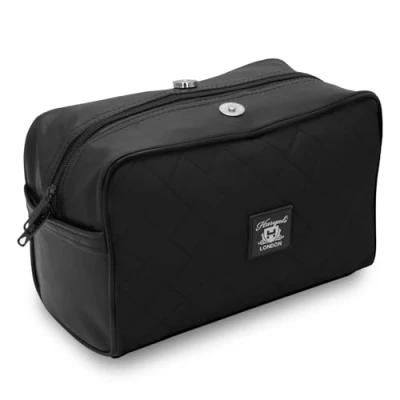 Image of Haryali London Wash Bag Toiletries Men Sustainable Travel Toiletry Leather for Women Shaving Waterproof Mens Cosmetic Dopp Kit, Black