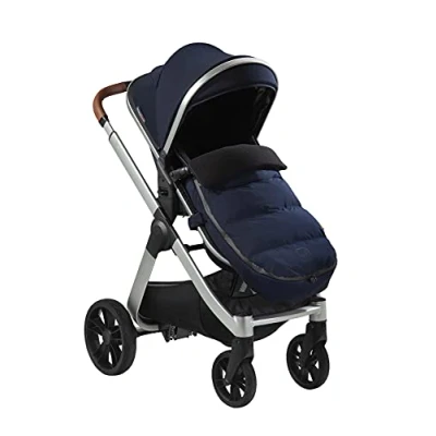 Image of BABABING Ubersnug Cosy Fleece Lined, Waterproof Footmuff for Pushchair, Stroller &amp; Buggy Zip Up Sleeping Bag Suitable from Age 6 Months (Navy Blue)