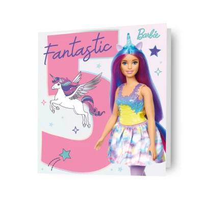 Image of Barbie age 5 Birthday Card, 5th Unicorn Card