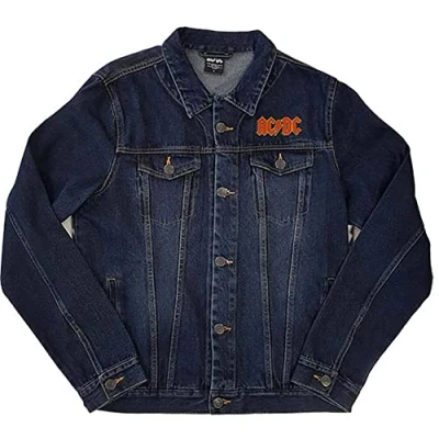 Image of AC/DC Denim Jacket for Those About to Rock Band Logo Official Blue M
