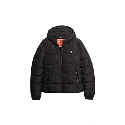 Image of Superdry Men&#039;s Hooded Sports Puffr Jacket, Black, S