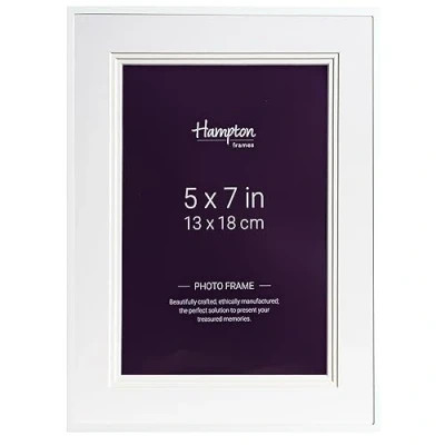 Image of Hampton Frames MARBELLA 5x7 (13x18cm) White Elegant Photo Frame with Mount Glass MARB10M57W