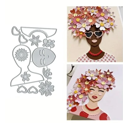 Image of Glasses Metal Die Cuts,Merry Christmas Flower Frame Cutting Dies Cut Stencils DIY Scrapbooking Decorative Embossing Paper Party Wedding Card Making