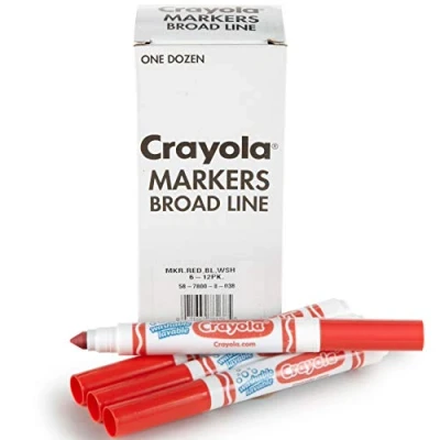 Image of Crayola Washable Markers Red (12ct), Kids Broad Line Markers, Bulk for Classrooms &amp; Teachers