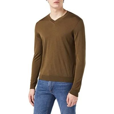 Image of FALKE V Neck Longsleeve Men&#039;s Tempered Olive, M