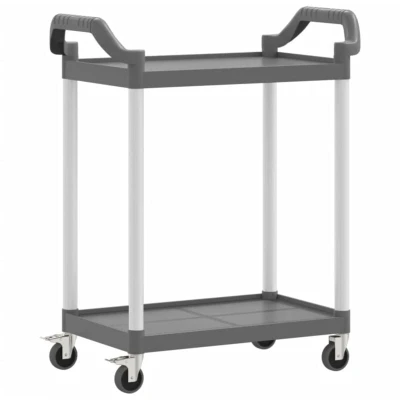 Image of vidaXL 2 Tier Trolley Grey 81x41x92 cm Aluminium