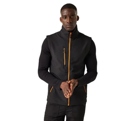 Image of Regatta Professional Navigate 2 Layer Softshell Bodywarmer Black/Orange Pop 3XL