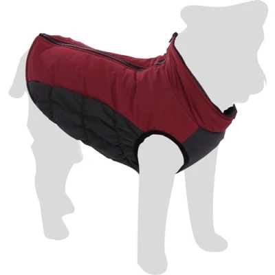 Image of Flamingo Limo Bordeaux Dog Winter Coat 35 cm Washable Splash Resistant Quilted and Finished with Fleece Inside A:35cm B:36cm C:52cm