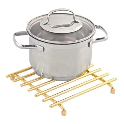 Image of simplywire Trivet Heat Resistant Kitchen Worktop Protector Square Light Gold