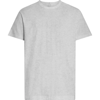 Image of Calvin Klein Men’s Short Sleeve Crew Neck T Shirt, Grey (Grey Heather), S