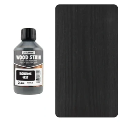 Image of Littlefair&#039;s Wood Stain Water Based 250 ml Indoor Furniture Light &amp; Dark Finishes Special Non Toxic Eco Friendly Formula for Crafts Colour: Ironstone Grey