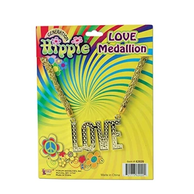 Image of Bristol Novelty BA1080 Hippie Love Necklace Unisex Gold, womens, One Size