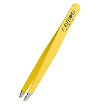 Image of REMOS Professional Eyebrow Tweezers Made of Stainless Steel in Yellow