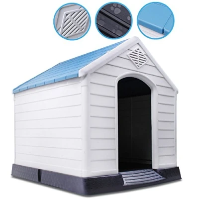 Image of MEDIUM/LARGE OUTDOOR INDOOR GARDEN PET STRONG DOG ANIMAL SHELTER PLASTIC KENNEL HOUSE (LARGE)