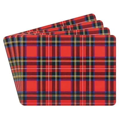 Image of The Leonardo Collection Tartan Table Place Mats Set of 4 Non Slip Washable For Dining Easy to Clean and Mantain Printed Designer Placemats