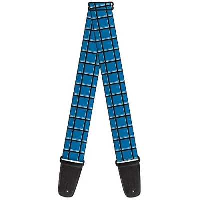 Image of Buckle Down GS W32311 &quot;Wire Grid Turquoise/Gray/White&quot; Guitar Strap