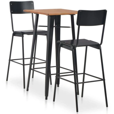 Image of vidaXL 3 Piece Bar Set Steel Black