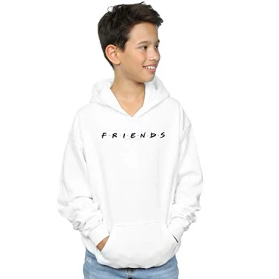 Image of Friends Boys Text Logo Hoodie White 12 13 Years