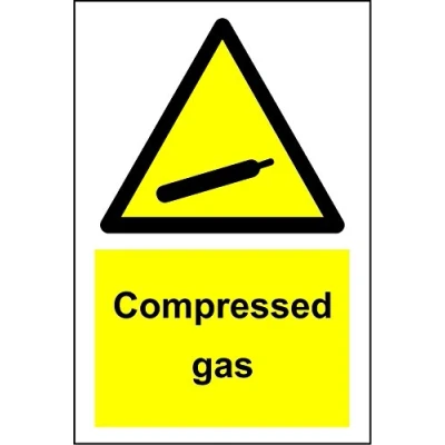 Image of Warning Compressed gas safety sign 3mm Aluminium 400mm x 300mm