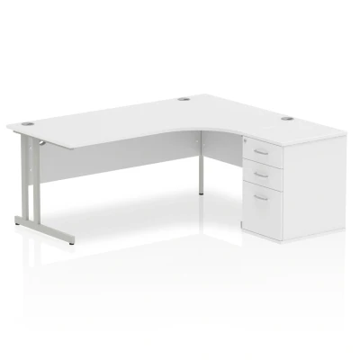 Image of Impulse 1800 Right Hand Cantilever Workstation 600 Pedestal White