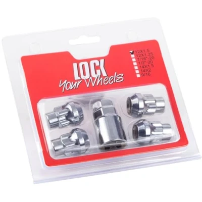 Image of GAsupply 4+1 Locking Wheel Nuts with Key, M12 x 1.5 Tapered Seat Compatible Most F ord Focus Fiesta Nissan Mazda Mitsubishi Toyota (Chrome)