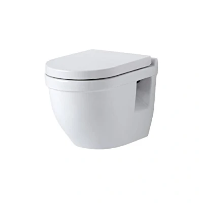 Image of Milano Newby Modern White Ceramic Wall Hung Toilet WC Soft Close Seat