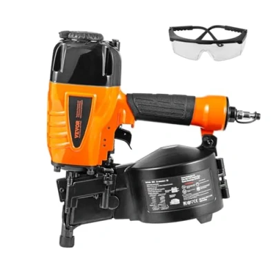 Image of VEVOR Coil Siding Nailer CN65, 1 1/4&quot; to 2 1/2&quot; 15 Degree Pneumatic Nail Gun with Tool Less Depth Adjustment, 70 120PSI Air for Siding, Pallet Sheathing, Wooding, Fencing, Decking