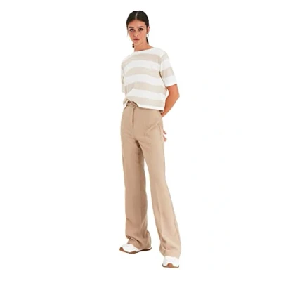 Image of Trendyol Women High Waist Straight Leg Wide Trousers