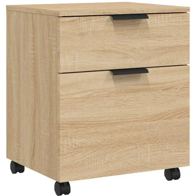 Image of vidaXL Mobile File Cabinet with Wheels Sonoma Oak 45x38x54 cm Engineered Wood