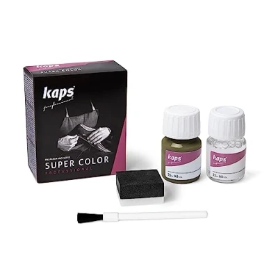 Image of Kaps Dye Super Color + Preparer (25 ml Each), Professional Leather for Natural Leather, Faux and Fabric, Nourishing Repairing Shoes (134 Olive Green)