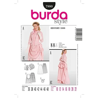 Image of Burda Ladies Costume Historical Dress 1888 Sewing Pattern