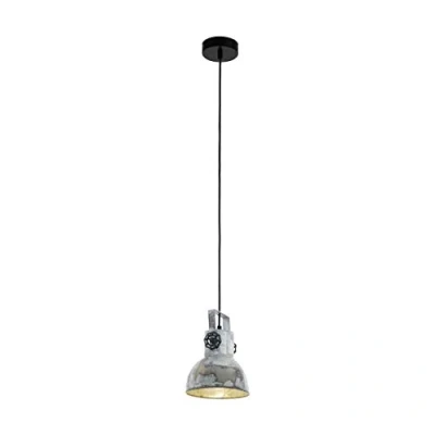 Image of Eglo Barnstaple 1 Bulb Vintage Pendant Light in Industrial Design Retro Steel Zinc Used Look, Colour: Brown Patina, Black, Socket: E27 one Size