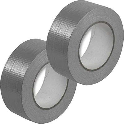 Image of Right Pack 2 x Premium Rolls Silver/Grey Duct Tape 48mm 50m (2), Strong Heavy Duty Waterproof Cloth Gaffer Gaffa Book Binding Indoor Outdoor