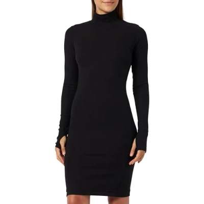 Image of G STAR SLIM RIB Dress MOCK L\S WMN Jersey dress, Women&#039;s, Size: XS, Dark black