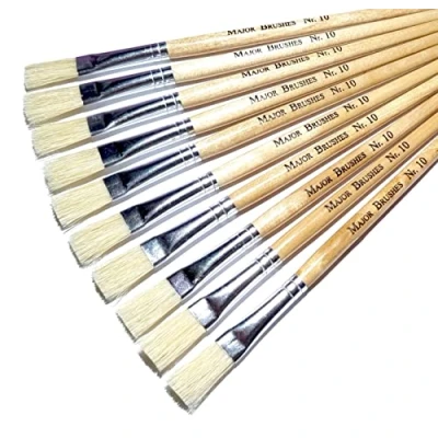 Image of Major Brushes Hog Bristle Short Flat Tip Size 10 Set of