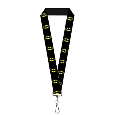 Image of Buckle Down Unisex Adult&#039;s Lanyard 1.0&quot; Batman Shield Black/Yellow Key Chain, Multicolor, One Size