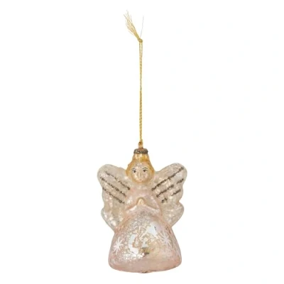 Image of Bloomingville Aneva Collection Gold Glass Angel Hanging Ornament, H8xW7 cm Elegant Christmas Tree Decoration, Delicately Detailed Design, Perfect for a Traditional Atmosphere