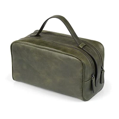 Image of Londo Two Compartment Genuine Leather Travel Bag Unisex (Green)