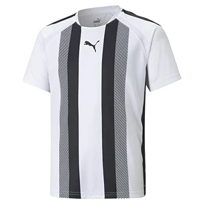 Image of puma Unisex Kids teamLIGA Striped Jersey Jr Shirt, White Black, size: 176