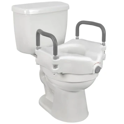 Image of Orthologics™ Raised Toilet Seat with Padded Handles, Adjustable Riser for Elderly Disabled Adults 4&quot; inch Lid, Elevated Booster Raiser M11