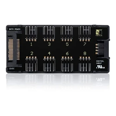 Image of Noctua NA FH1, 8 Channel Fan Hub for up to Eight 12V or 5V Based 4 pin PWM 3 Fans (Black)