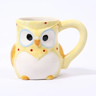 Image of Mystic Moments Yellow Ceramic Polka Dot Owl Mug